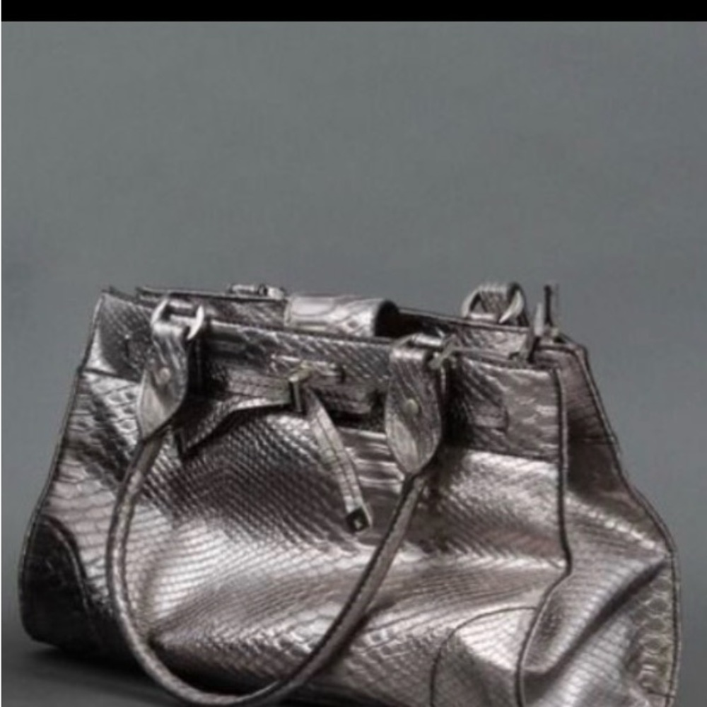 Vintage Liz Claiborne Metallic Silver Satchel